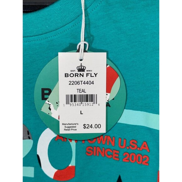 Born Fly Men's Fly Unlimited T-Shirt, Teal, Size L, NWT - Picture 4 of 5